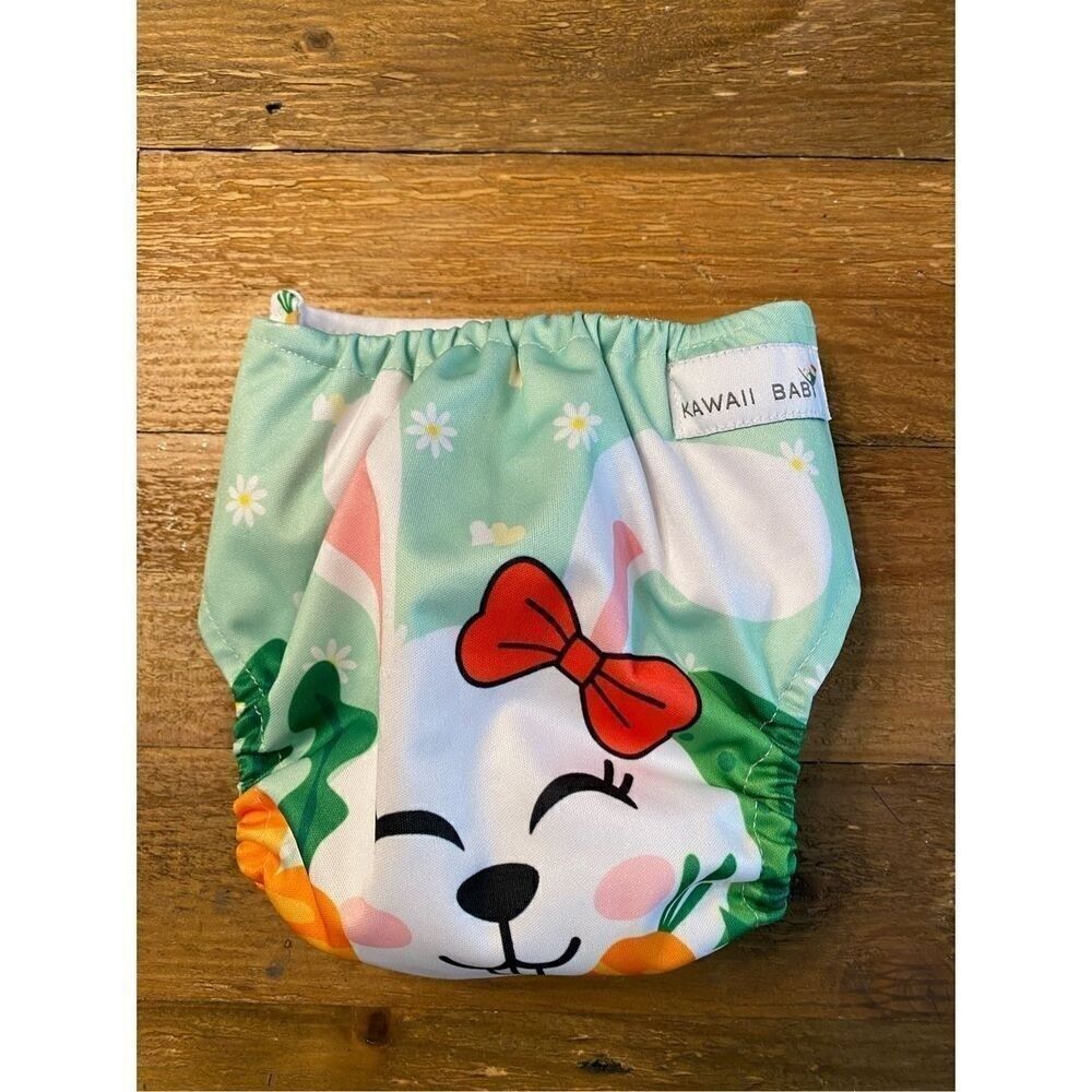 Kawaii Cloth diaper bunny rabbit Easter baby girl green